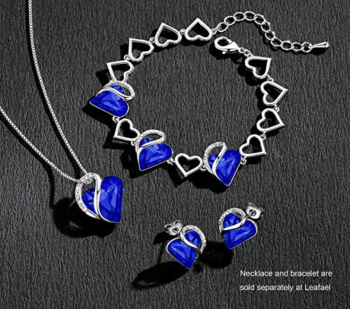 Leafael Infinity Love Silvertone with Lapis Lazuli Cobalt Blue Crystal Wisdom Healing Stone Women's Gifts Heart Earrings