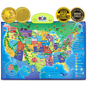 BEST LEARNING i-Poster My USA Interactive Map - Educational Talking Toy for Kids of Ages 5 to 12 Years