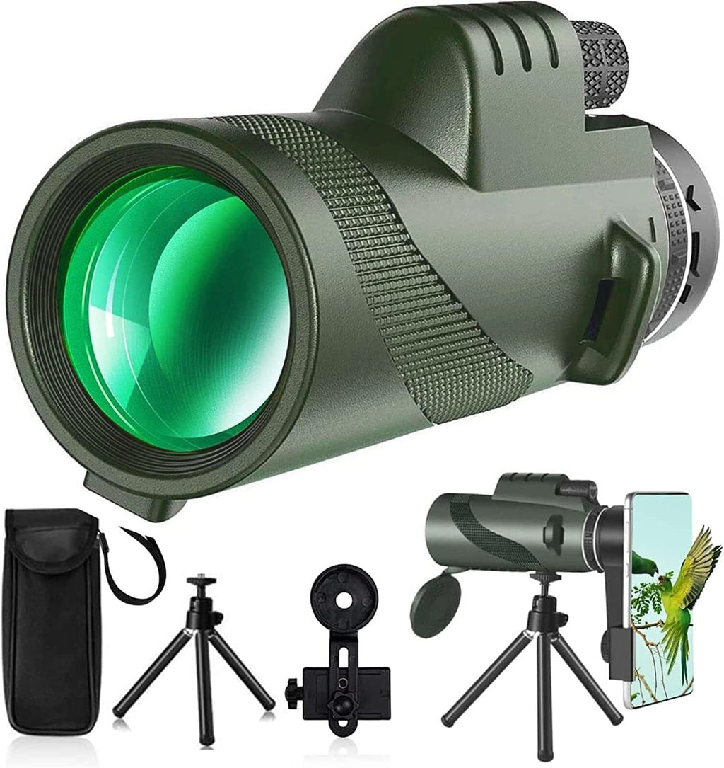 80x100 Monocular-Telescope Monoculars for Adults High Powered with Smartphone Adapter Telescope Hunting Wildlife Bird Watching Travel Camping Hiking