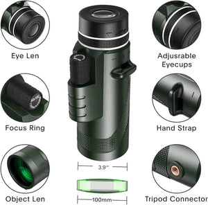 80x100 Monocular-Telescope Monoculars for Adults High Powered with Smartphone Adapter Telescope Hunting Wildlife Bird Watching Travel Camping Hiking