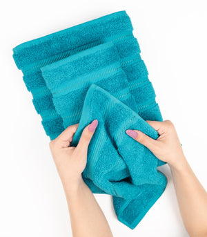 American Soft Linen Luxury 6 Piece Bathroom Set, 100% Turkish Cotton Towels in Aqua Blue