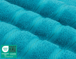American Soft Linen Luxury 6 Piece Bathroom Set, 100% Turkish Cotton Towels in Aqua Blue