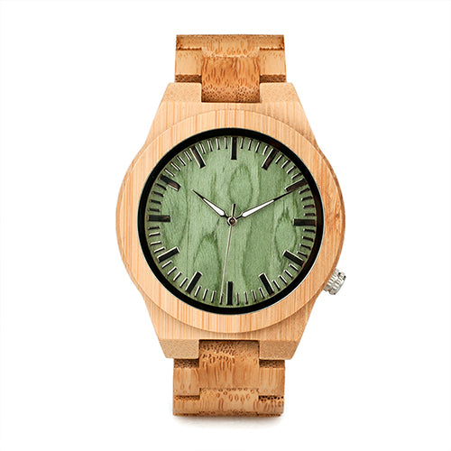 lovers' Wooden Watch Full Bamboo Green
