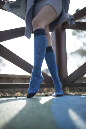 Women's Sky Grizzled Stripe Knee High Socks