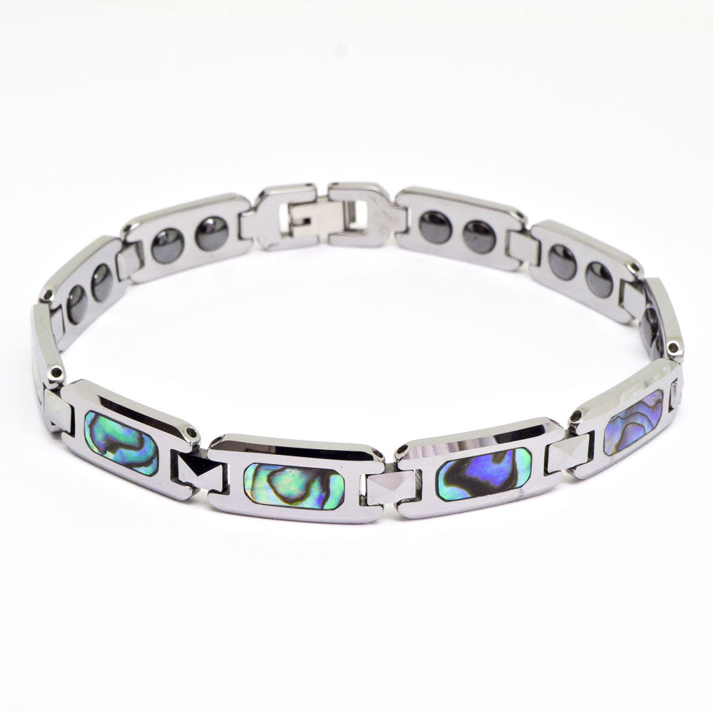 Tungsten Link Bracelet with Abalone
