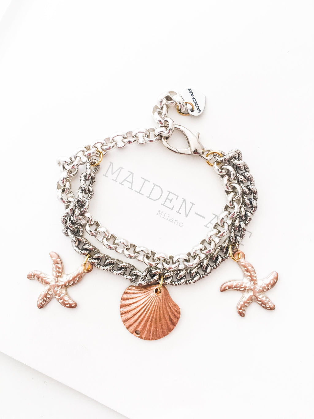 Statement Bracelet with Shell and Starfish Charms.